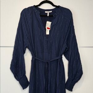 Chic Long Sleeve Navy Dress